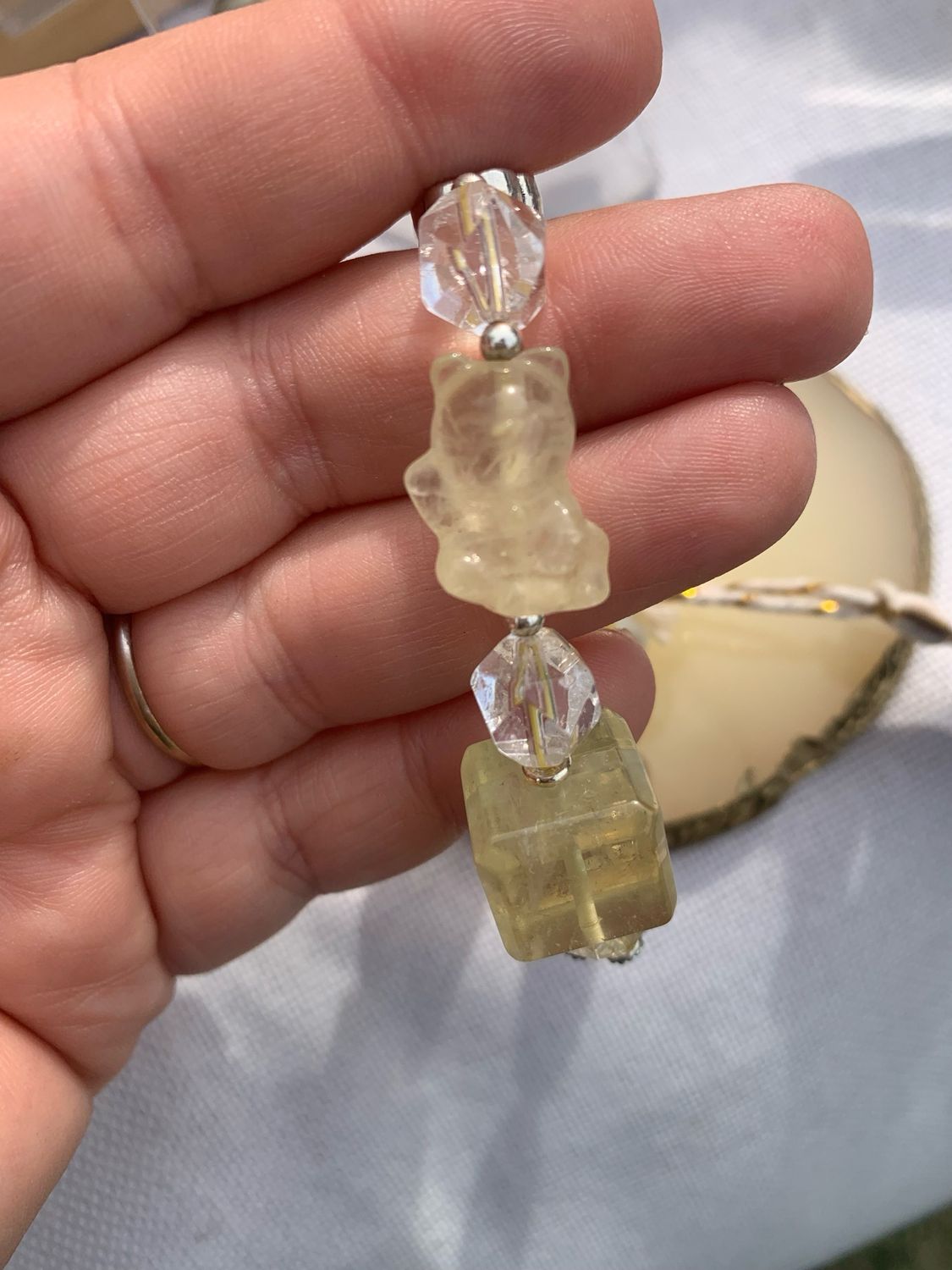 Lemon Quartz &amp; Citrine Lucky Cat Crystal Bracelet