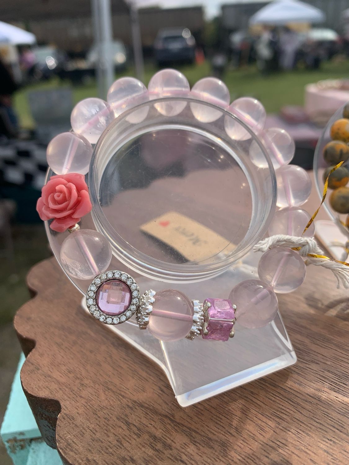 High Quality Rose Quartz Coquette Crystal Bracelet