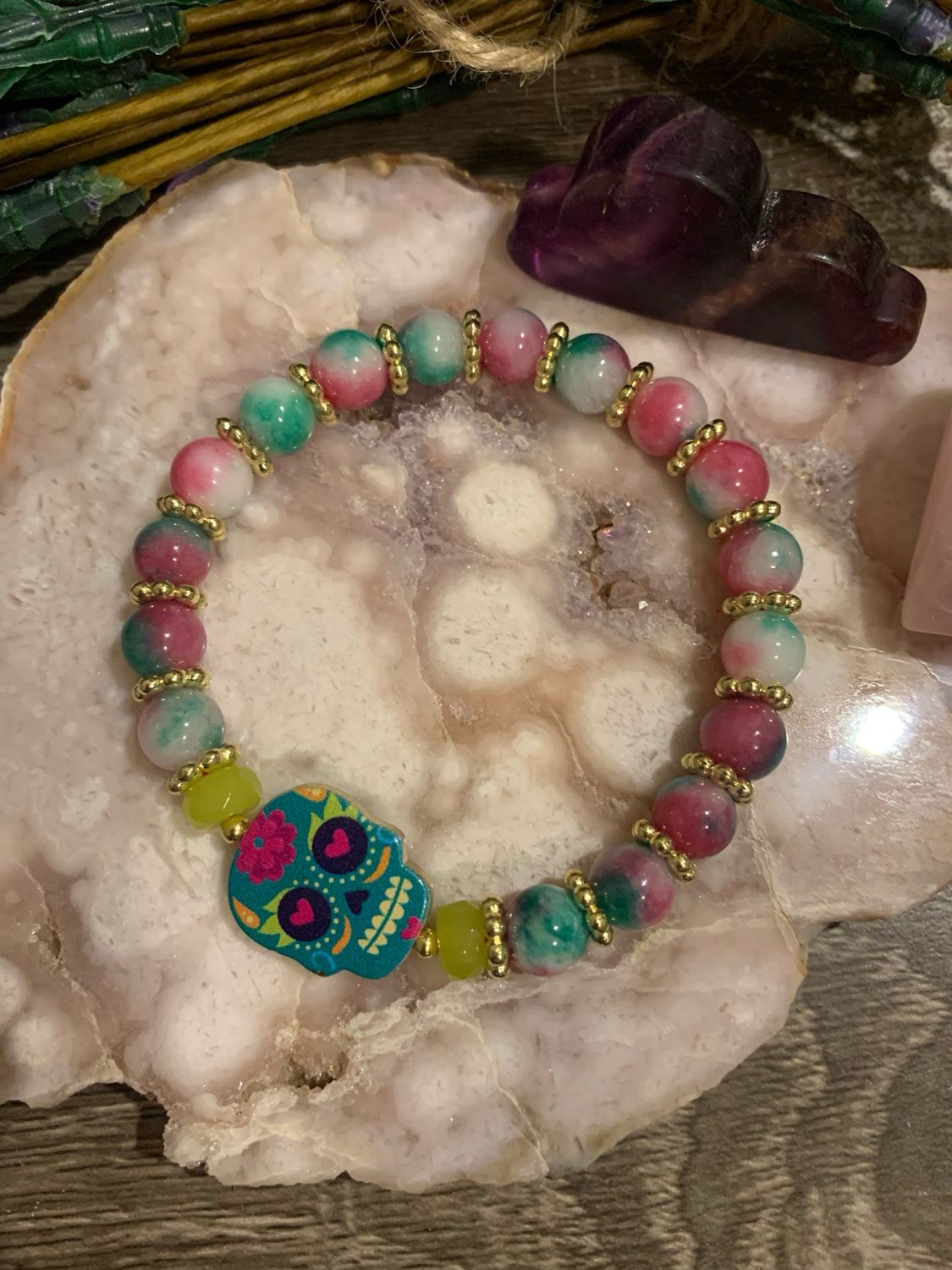 Dia De Los Muertos Sugar Skull Crystal Bracelets