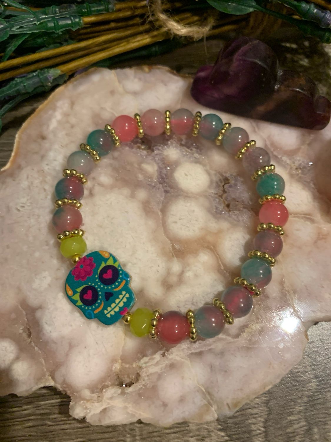 Dia De Los Muertos Sugar Skull Crystal Bracelets