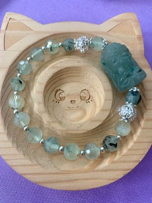 Agate Goddess Faceted Prehnite Crystal Bracelet With Sterling Silver Plated Accents