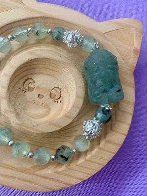 Agate Goddess Faceted Prehnite Crystal Bracelet With Sterling Silver Plated Accents
