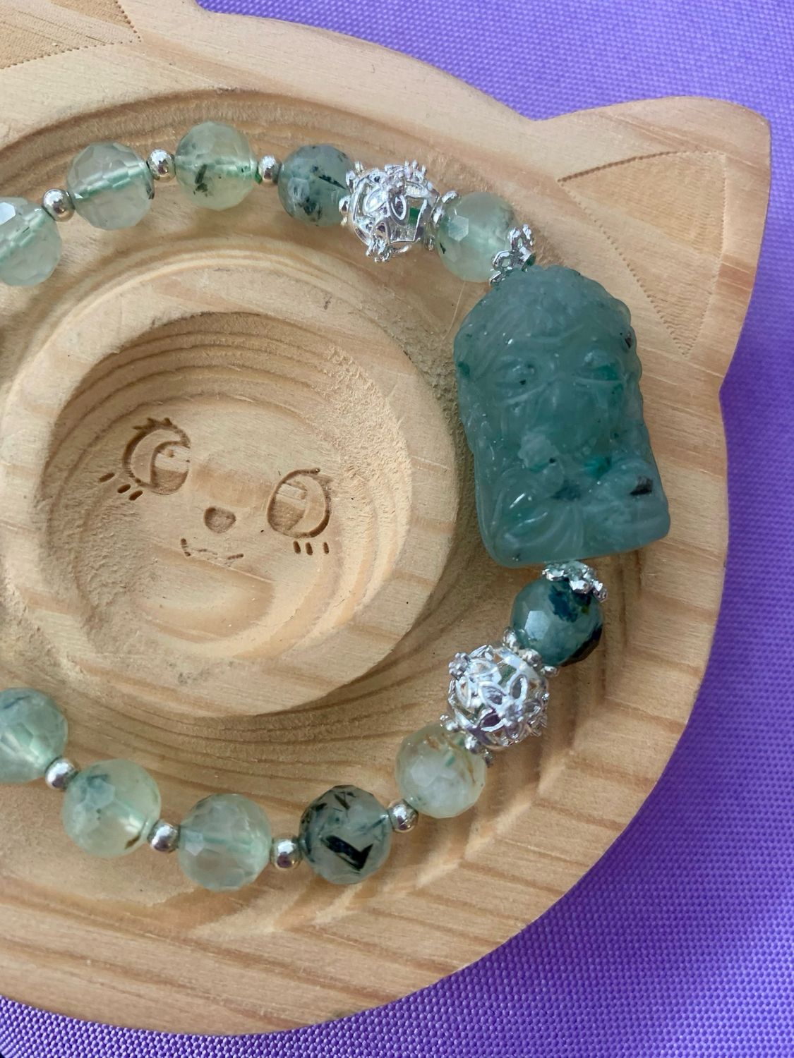 Agate Goddess Faceted Prehnite Crystal Bracelet With Sterling Silver Plated Accents