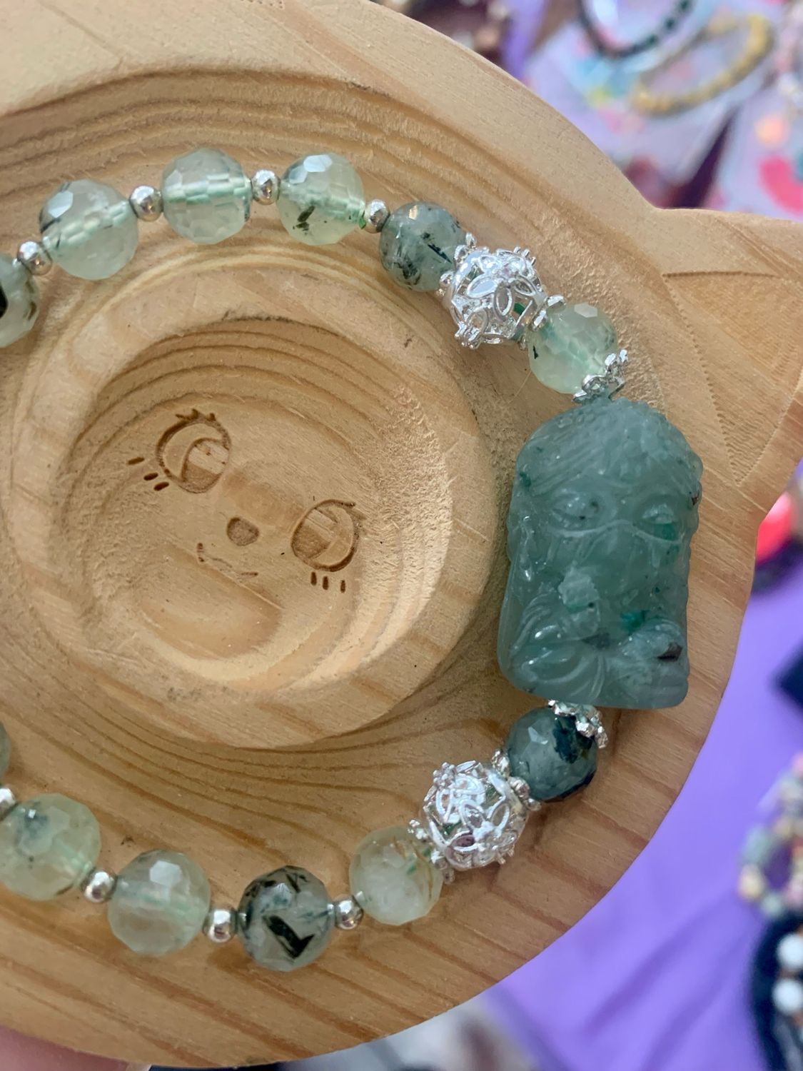 Agate Goddess Faceted Prehnite Crystal Bracelet With Sterling Silver Plated Accents