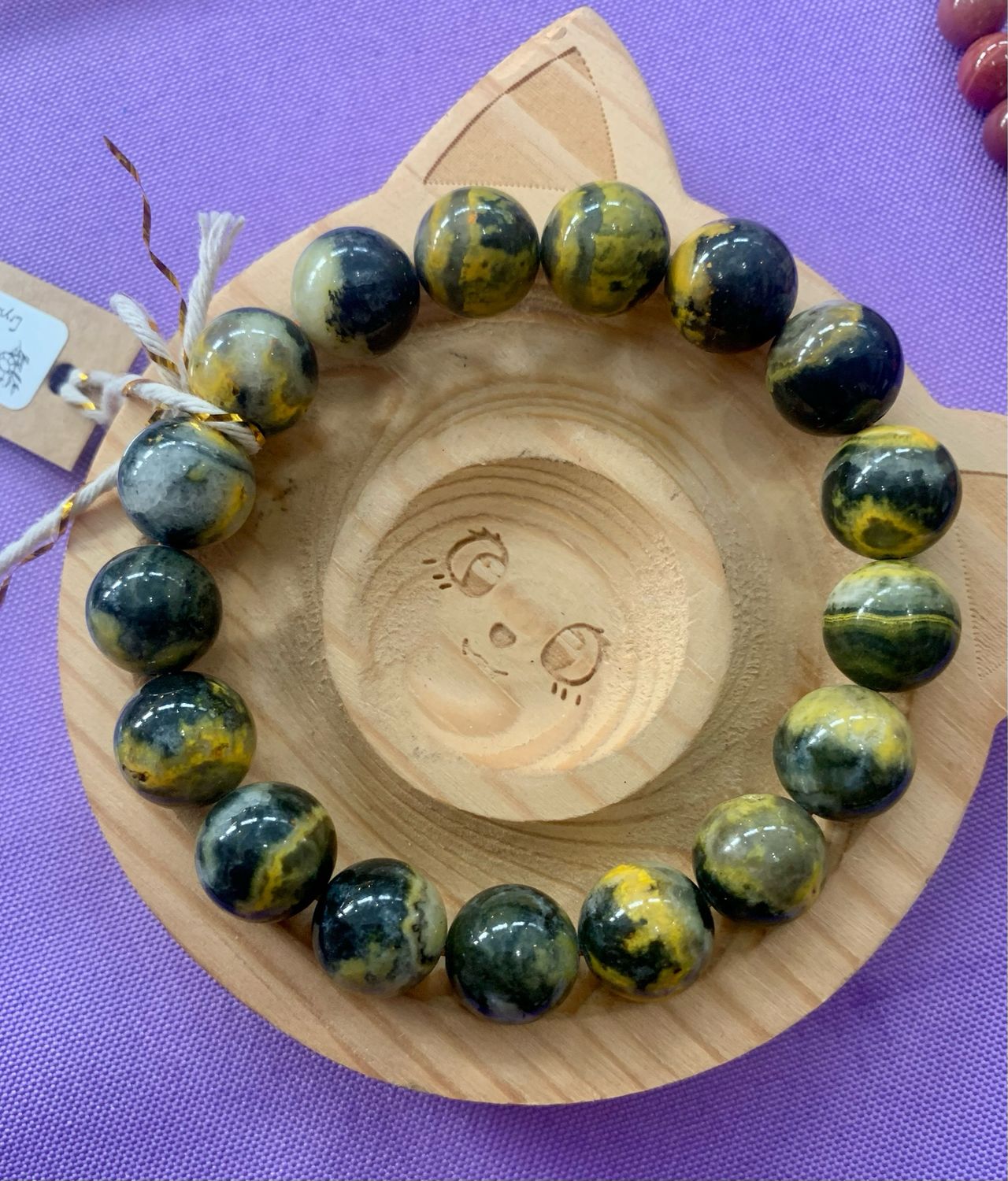High Quality Natural Bumblebee Jasper Crystal Beaded Bracelet 11mm