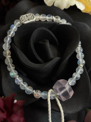Moonlit Rose — Madagascar Moonstone &amp; Rose Quartz Bracelet