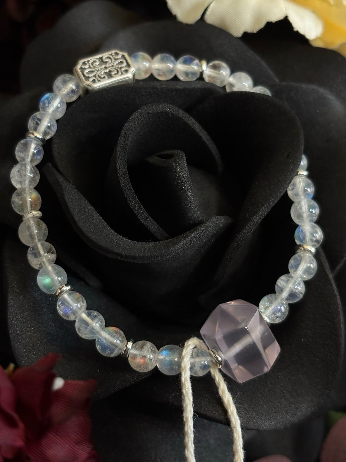 Moonlit Rose — Madagascar Moonstone &amp; Rose Quartz Bracelet