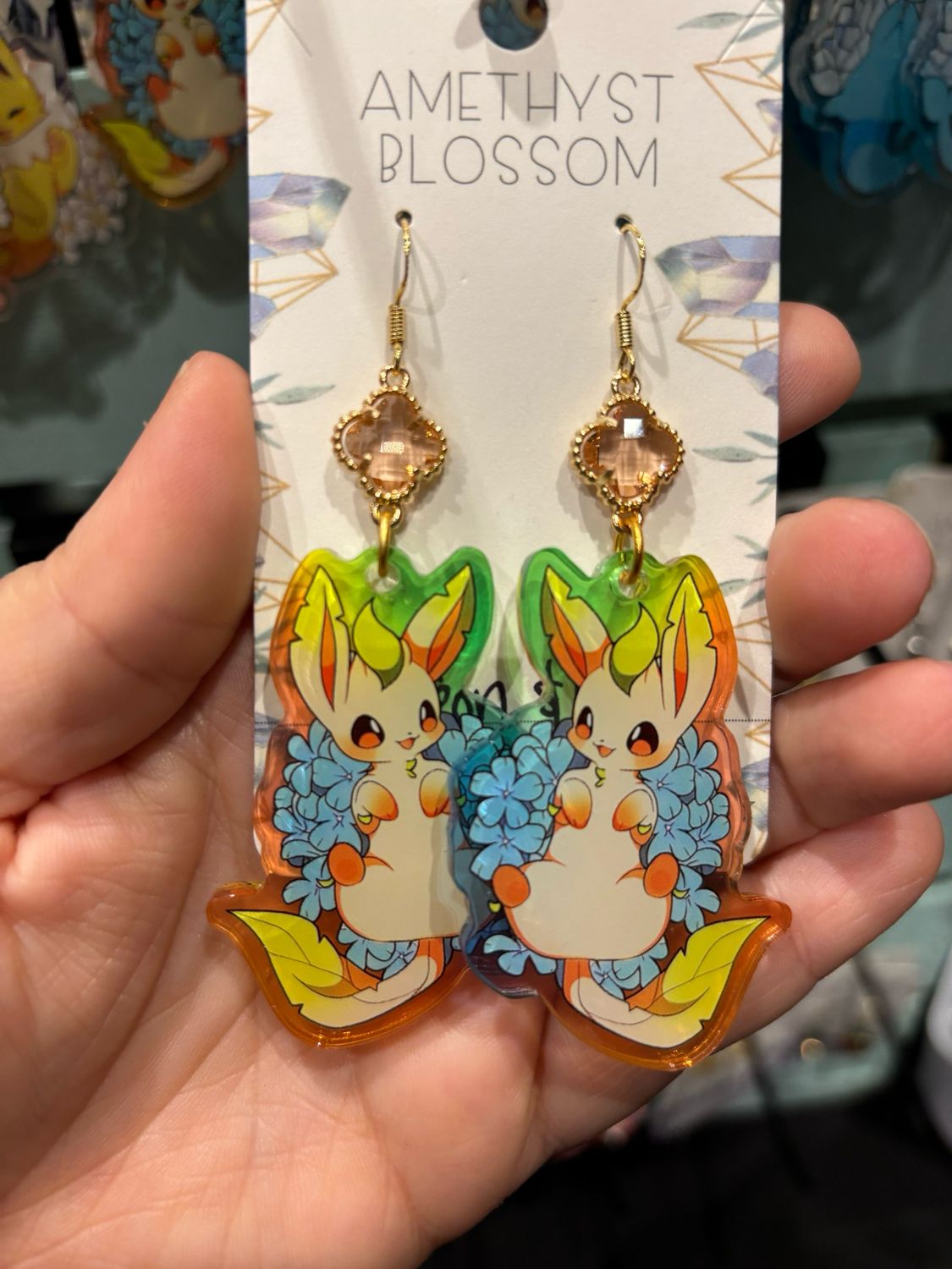 Elemental Evolutions Earrings : Leaf Fox Spring Green Gem