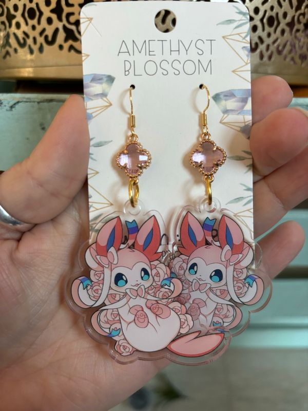 Elemental Evolutions Earrings : Fairy Fox Pink Gem