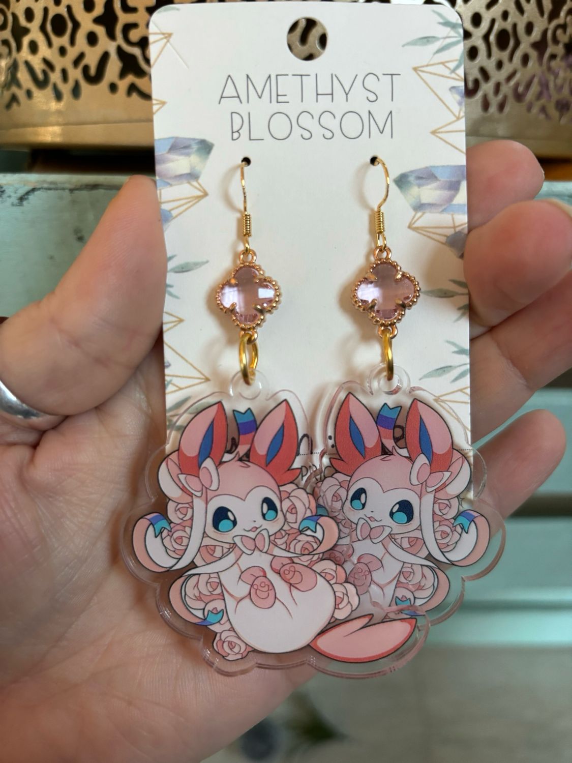 Elemental Evolutions Earrings : Fairy Fox Pink Gem