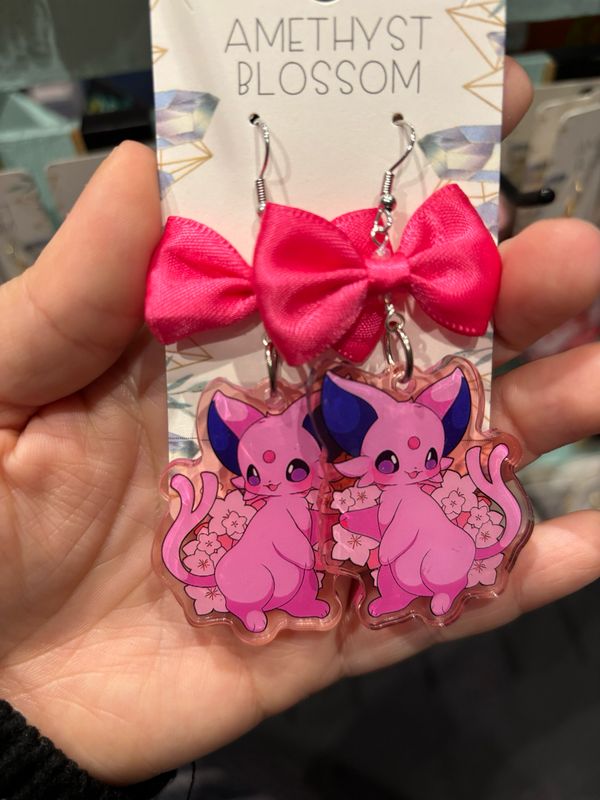 Elemental Evolutions Earrings : Psychic Fox Pink Bow