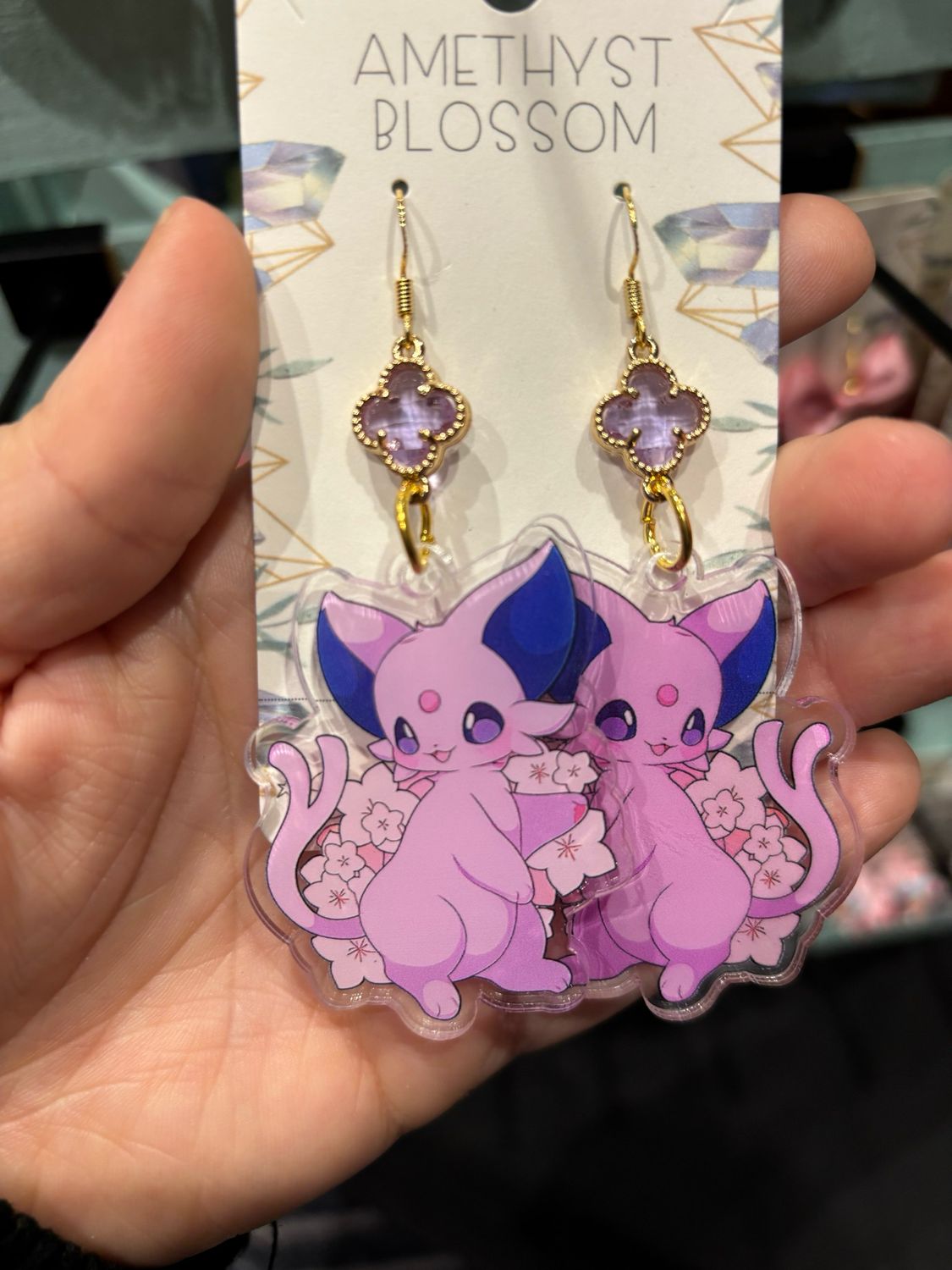 Elemental Evolutions Earrings : Psychic Fox Lavender Gem