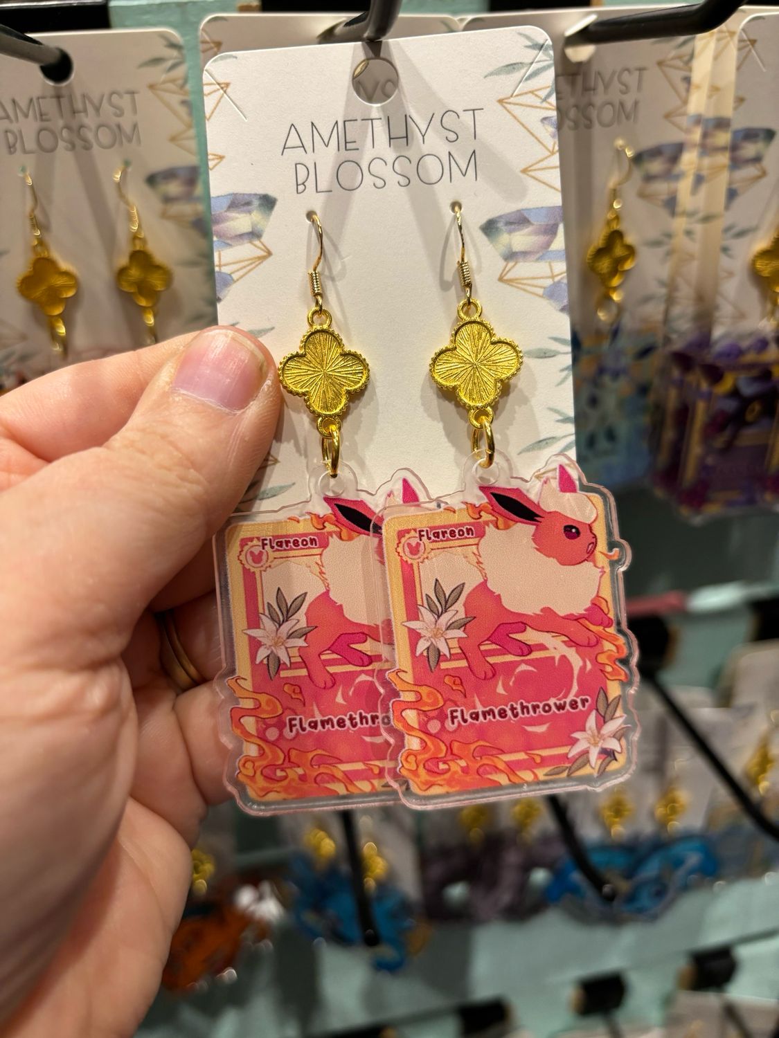 Card Style Elemental Evolutions Earrings : Fire Fox