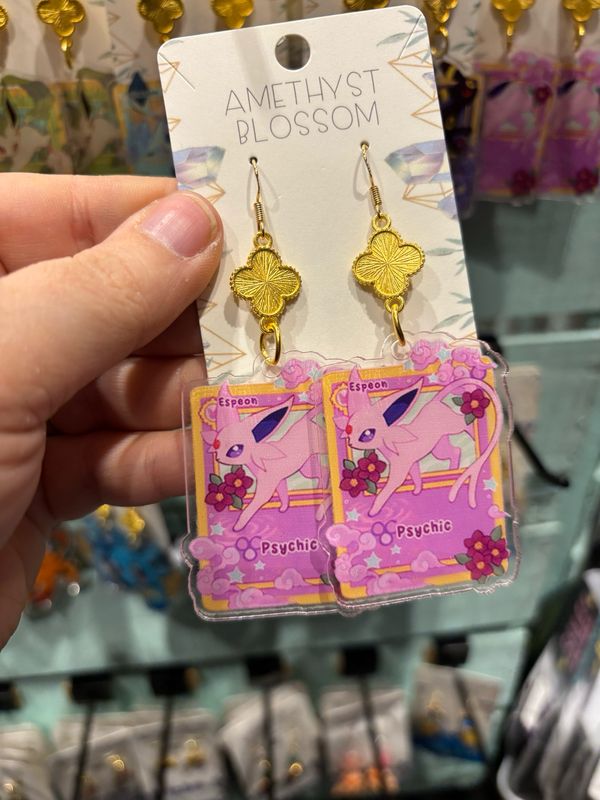 Card Style Elemental Evolutions Earrings : Psychic Fox