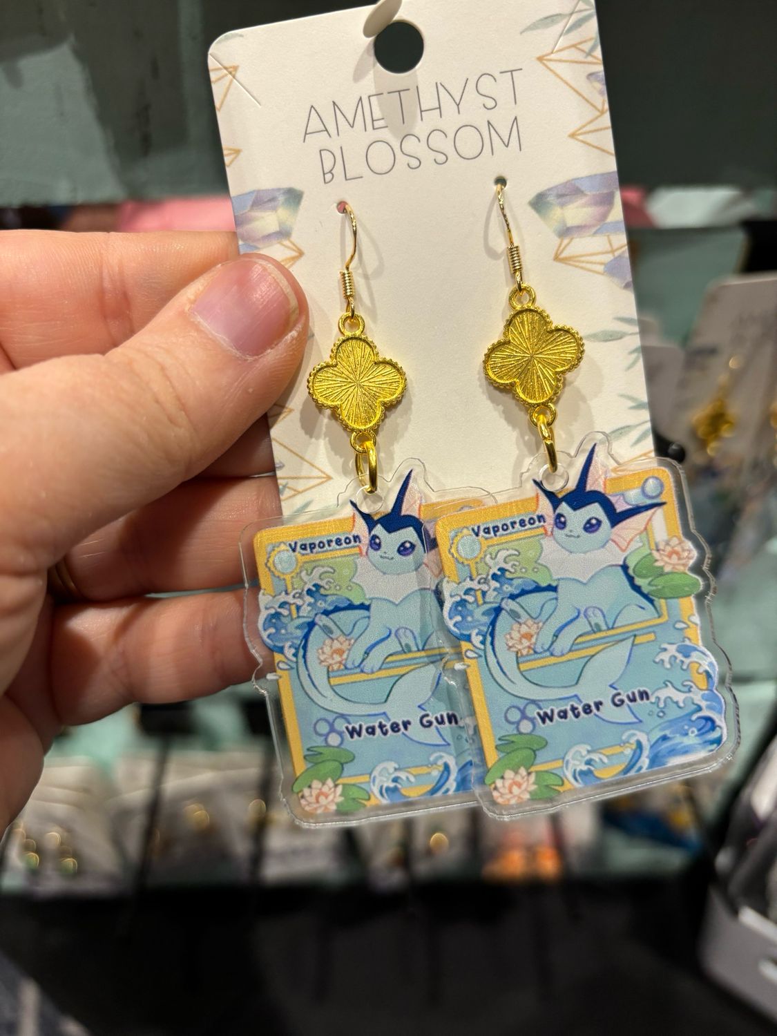 Card Style Elemental Evolutions Earrings : Water Fox