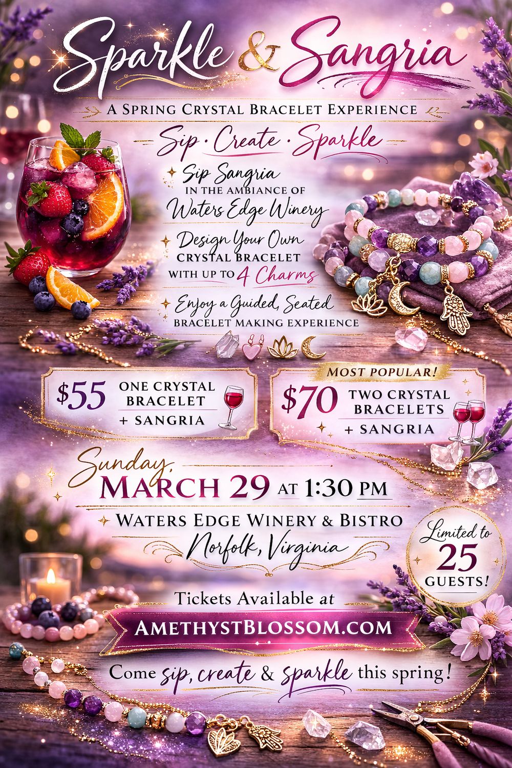 Sparkle &amp; Sangria : A Spring Crystal Bracelet Experience (March 29)