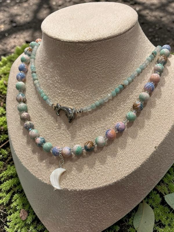 Aquamarine & Amazonite Dolphin Necklace 🐬 Aquamarine & Amazonite Dolphin Necklace 🐬