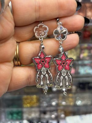Demogorgon Upside Down Floral Statement Earrings