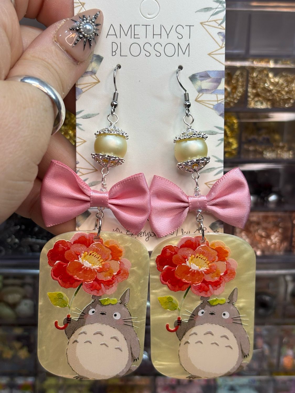 My Neighbor Totoro Floral Bow Earrings