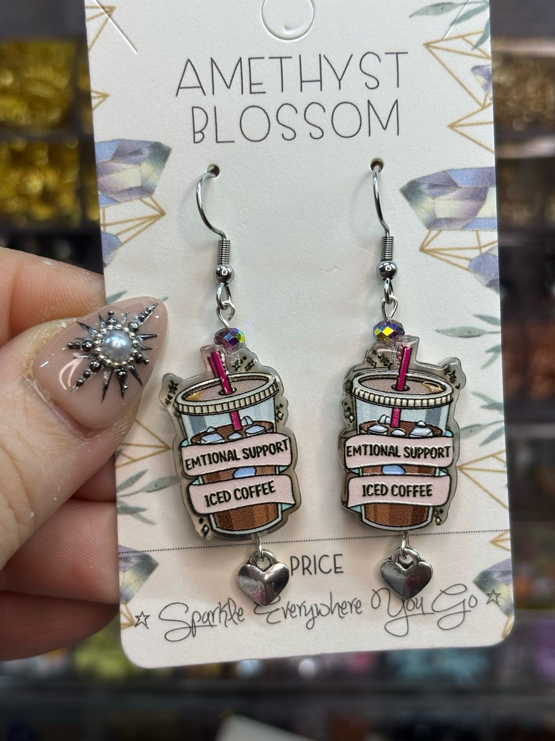Emotional Support Iced Coffee Earrings
