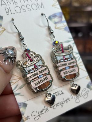 Emotional Support Iced Coffee Earrings