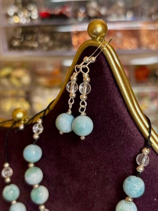 Whispers of the Sea – Larimar Necklace, Bracelet &amp; Earring Set
