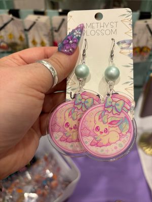 Elemental Leaf Fox Potion Bottle Earrings