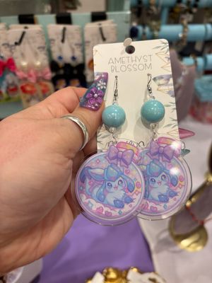 Elemental Ice Fox Potion Bottle Earrings