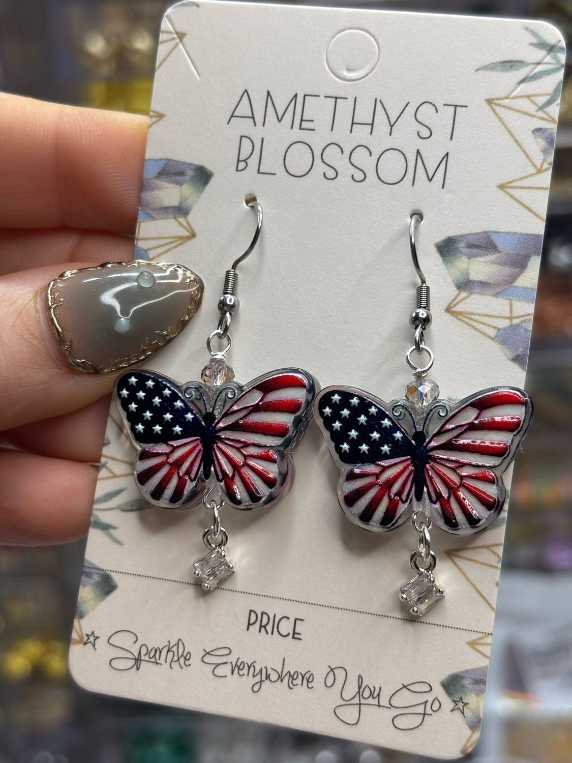Stars &amp; Stripes Butterfly Earrings