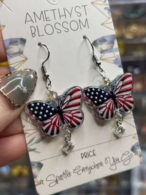 Stars &amp; Stripes Butterfly Earrings