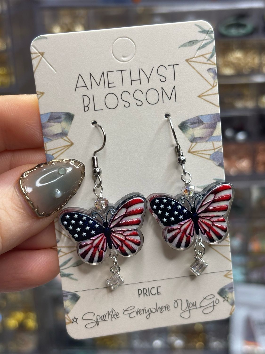 Stars &amp; Stripes Butterfly Earrings