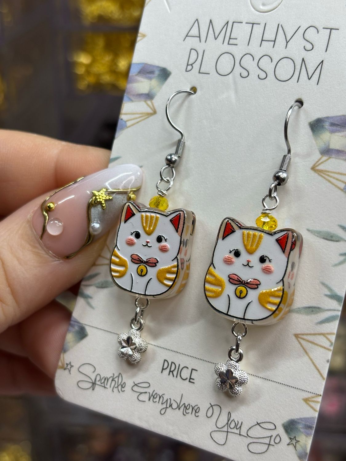 Lucky Cat Good Luck Earrings