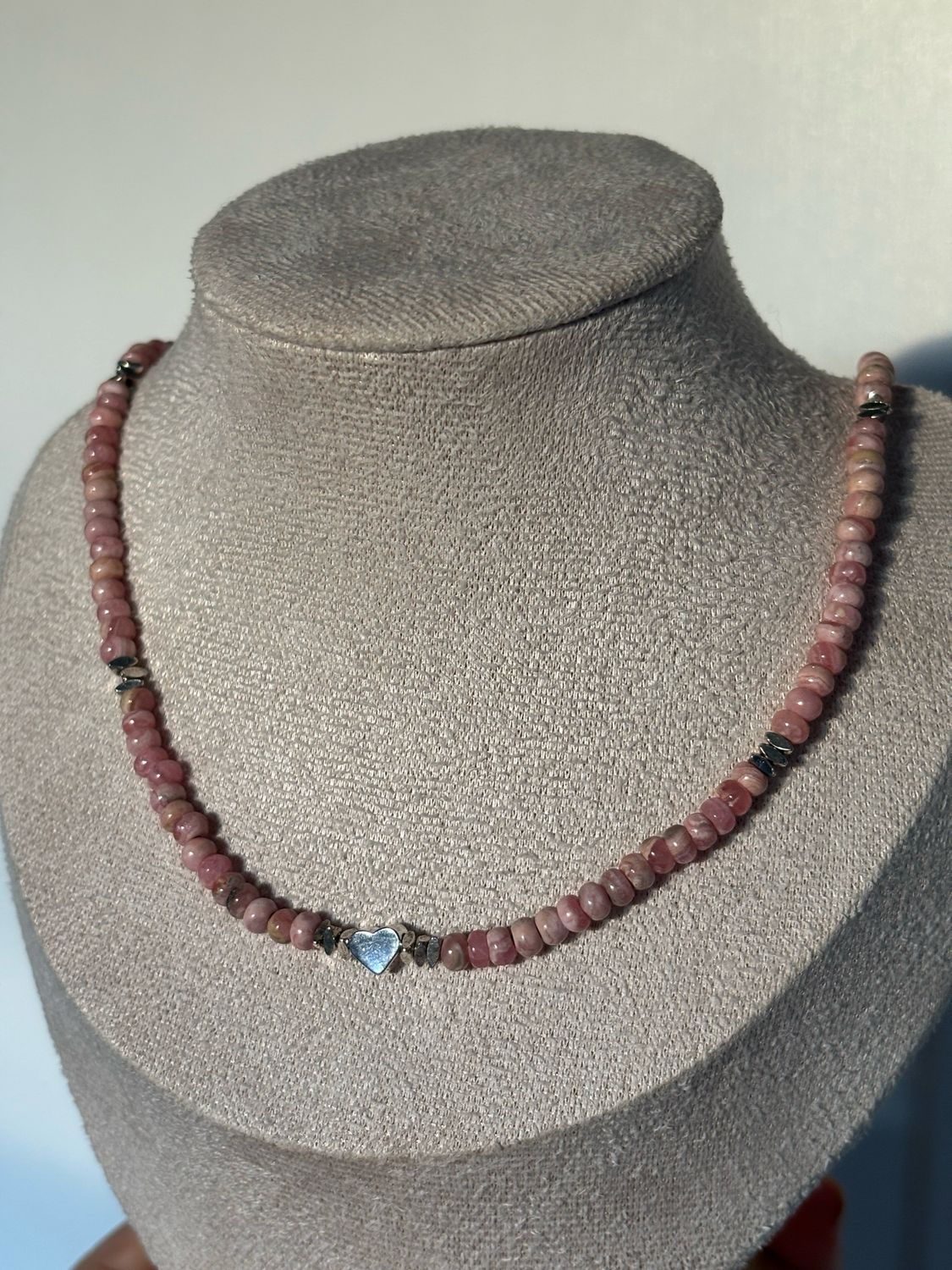 Dreamy Rhodochrosite Heart Necklace