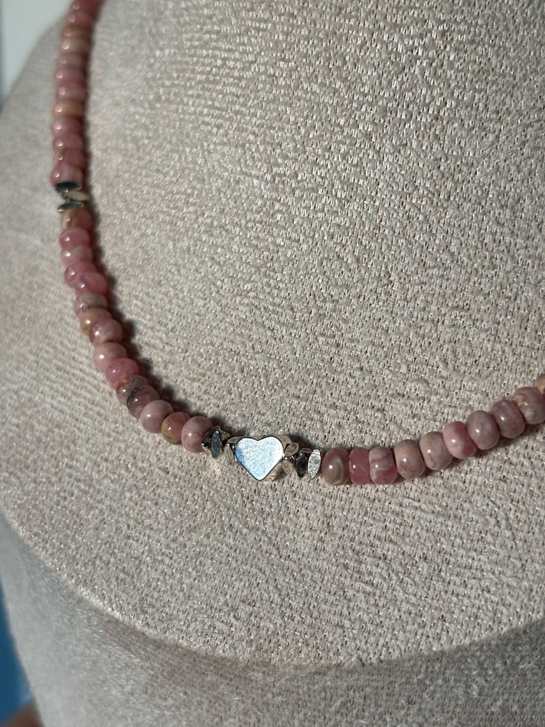 Dreamy Rhodochrosite Heart Necklace