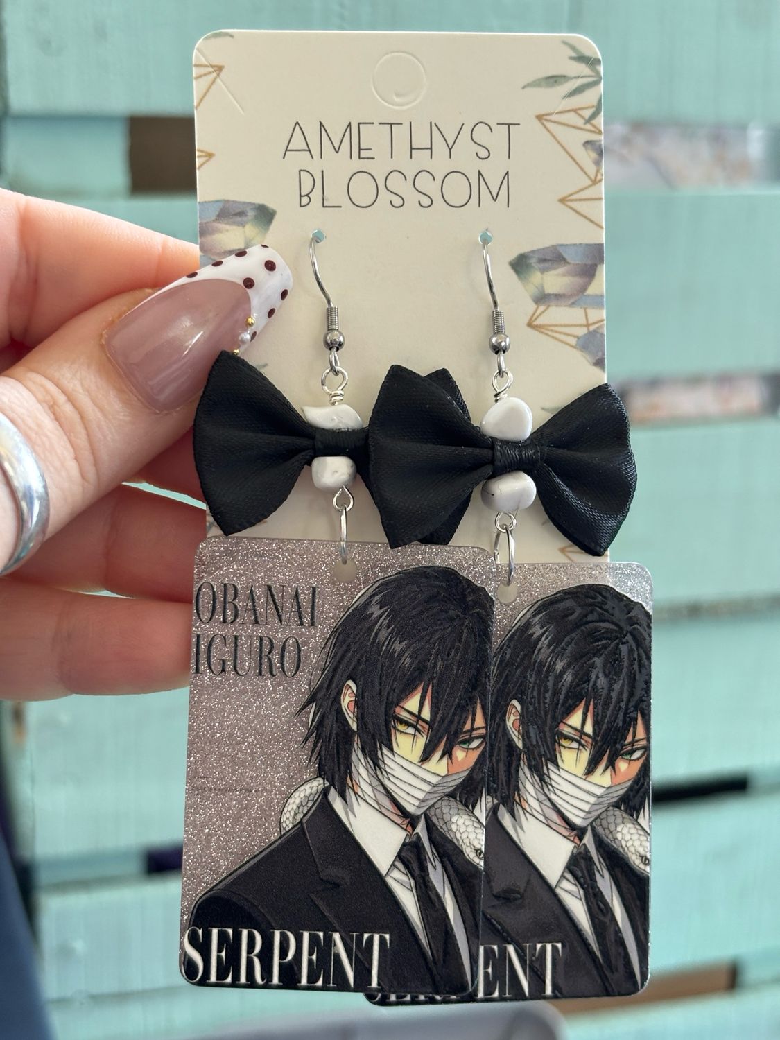 Obanai Demon Slayer – Dressed to Slay Glitter Bow Earrings