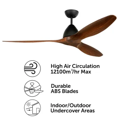 Brilliant 142cm X-Large Windhaven Indoor/Outdoor ABS Timber Look DC Ceiling Fan with Remote