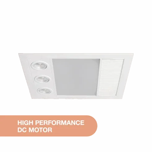 Linux Mini DC – 3 in 1 Bathroom Heater and Exhaust Fan with Tricolour LED Light Linux Mini DC – 3 in 1 Bathroom Heater and Exhaust Fan with Tricolour LED Light