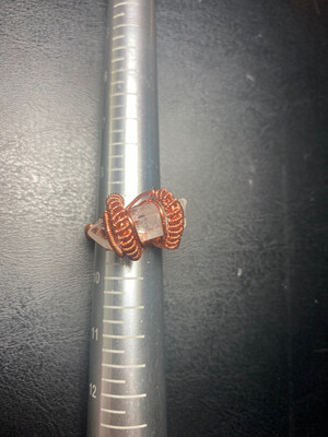 Clear Quartz Copper Ring Size 10.5