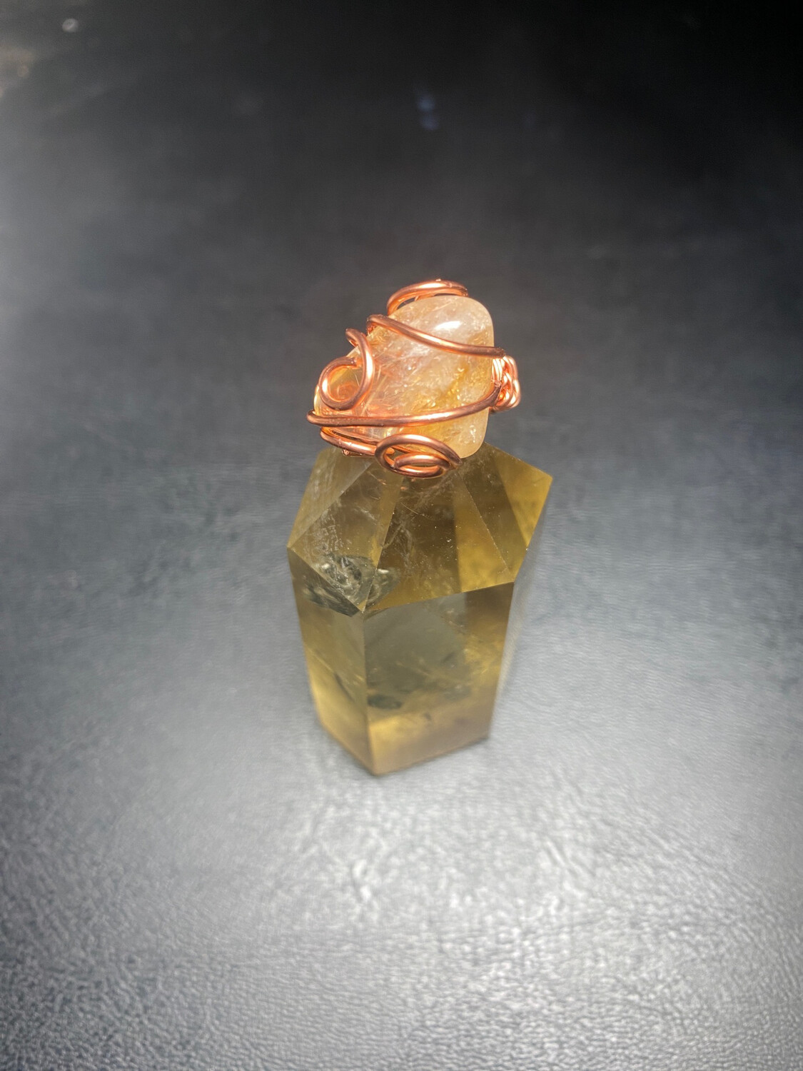 Citrine Copper Ring Size 5.5