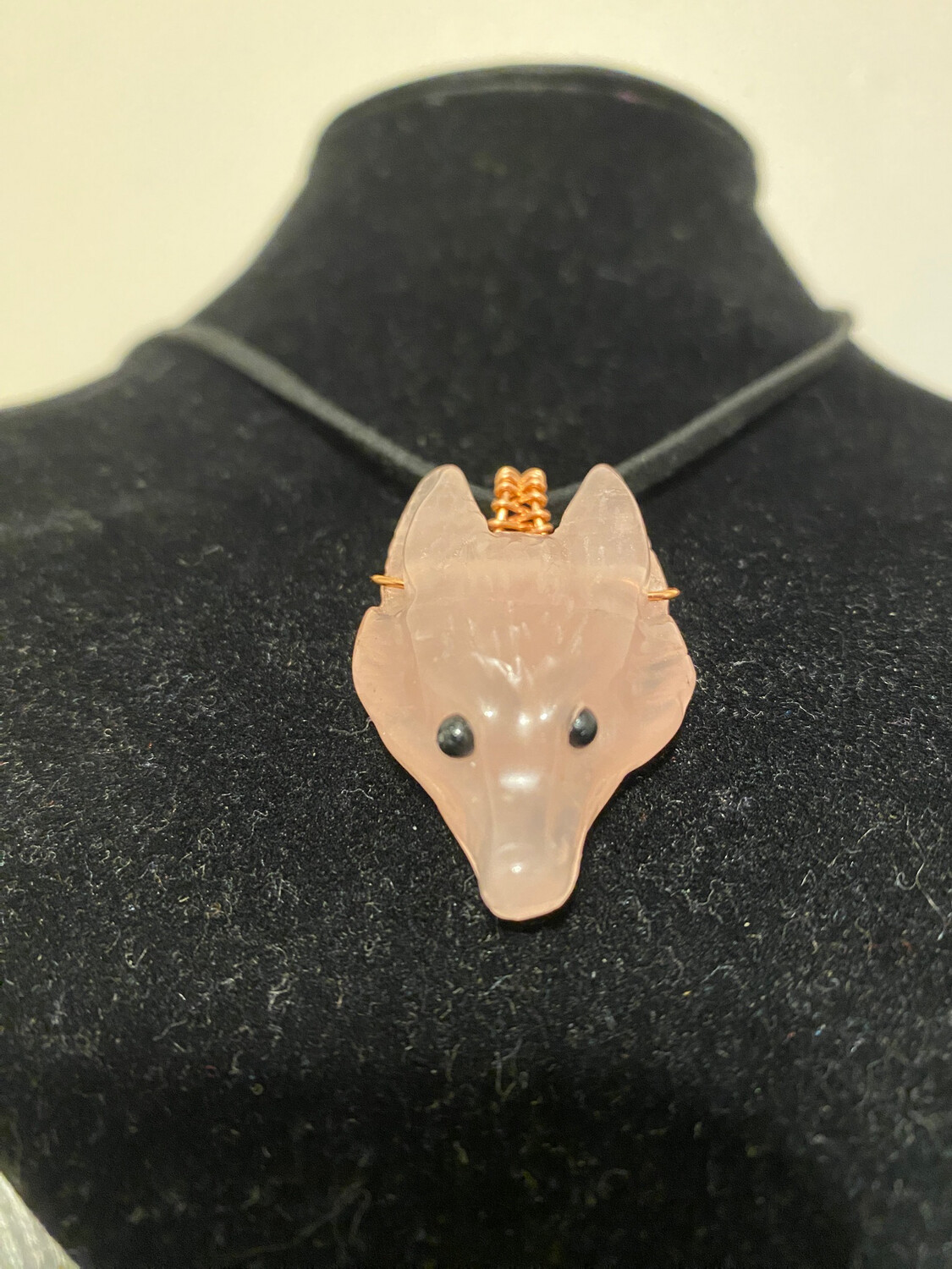 Rose Quartz Fox Head Necklace