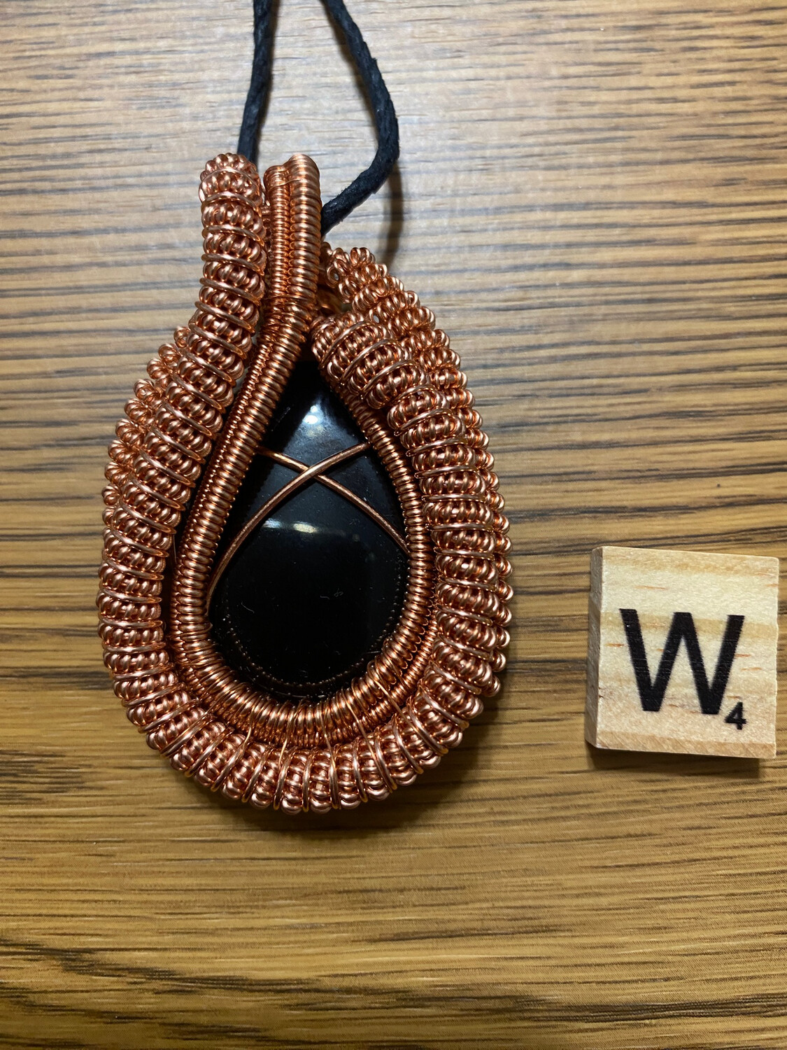 Black Obsidian Worry Stone Pendant