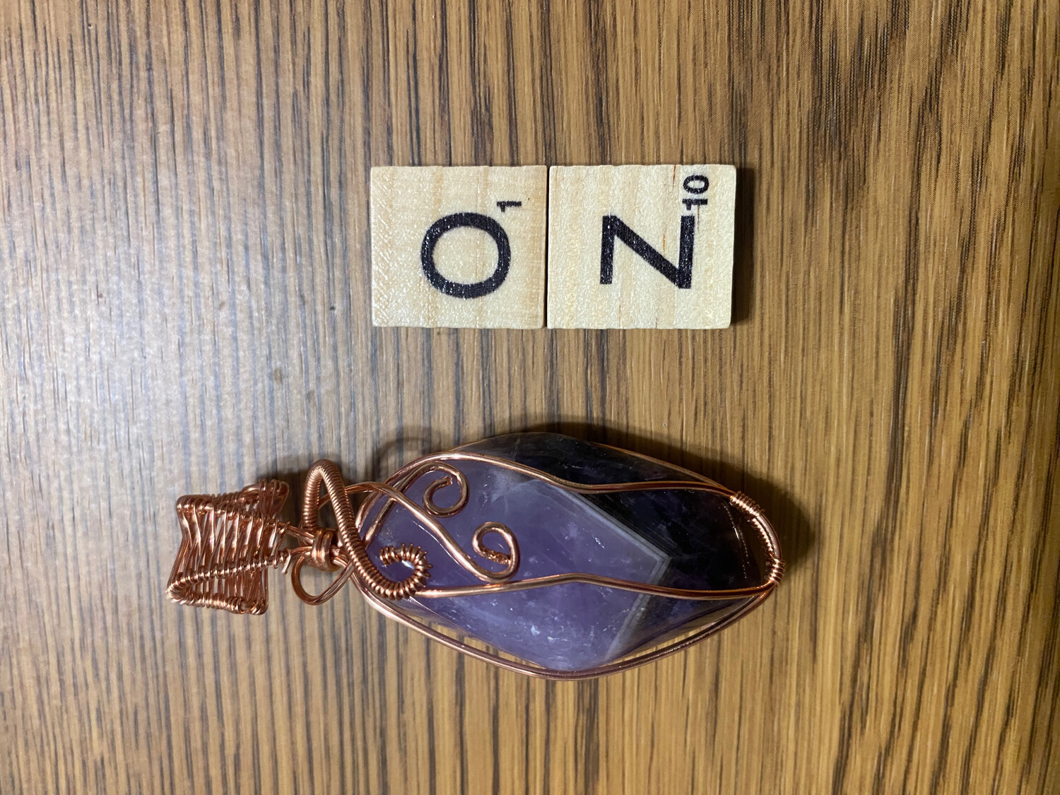 Chevron Amethyst Tumble Pendant