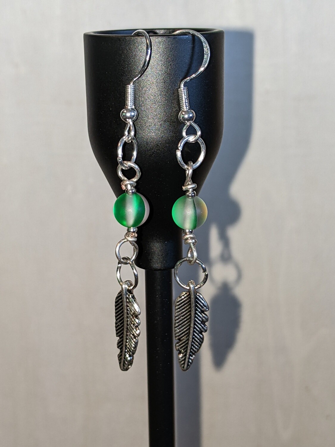 Feather Glass Bead Earrings