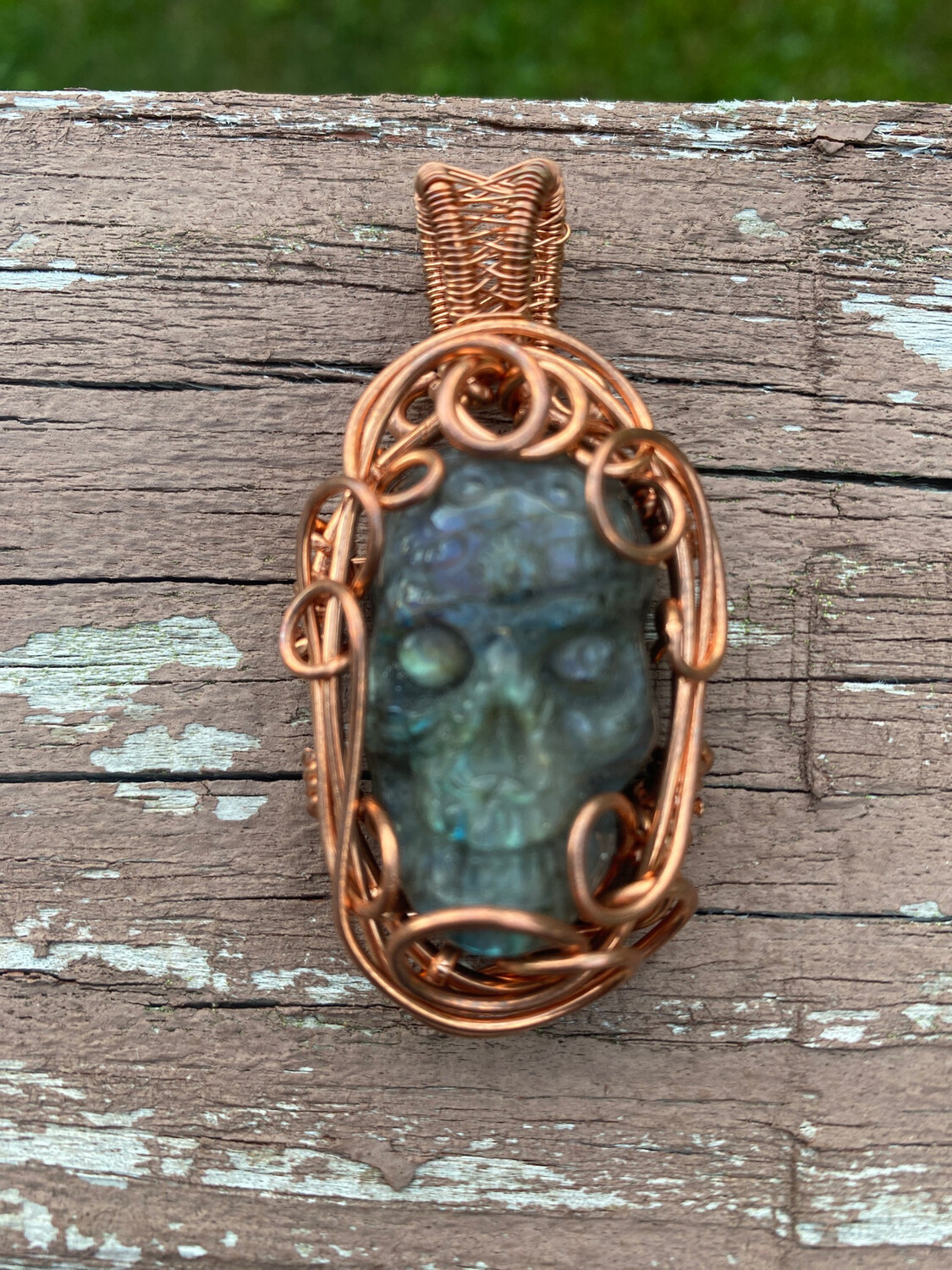 Labradorite Skull Pendant