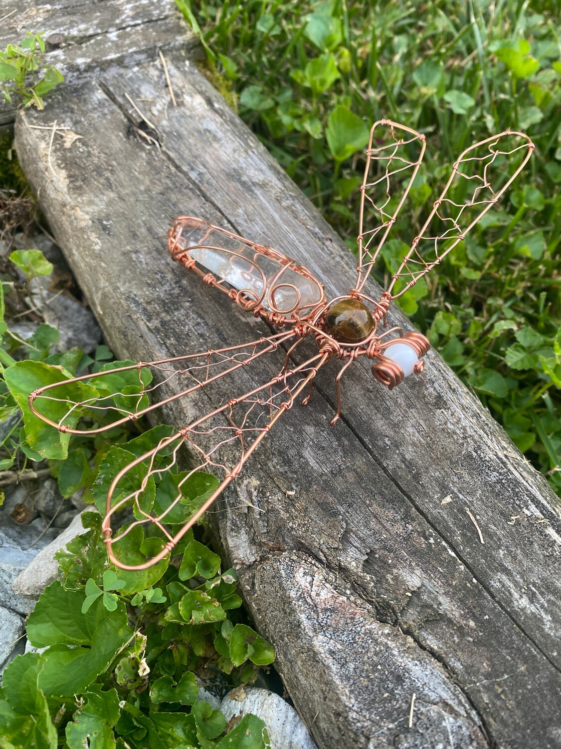 Dragon Fly Decor (clear Quartz &amp; Tiger Eye