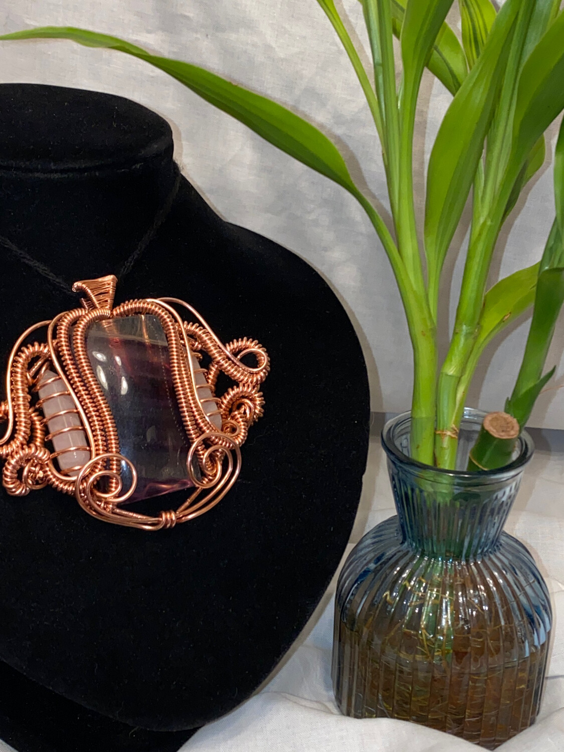 Flourite And Rose Quartz Large Pendant