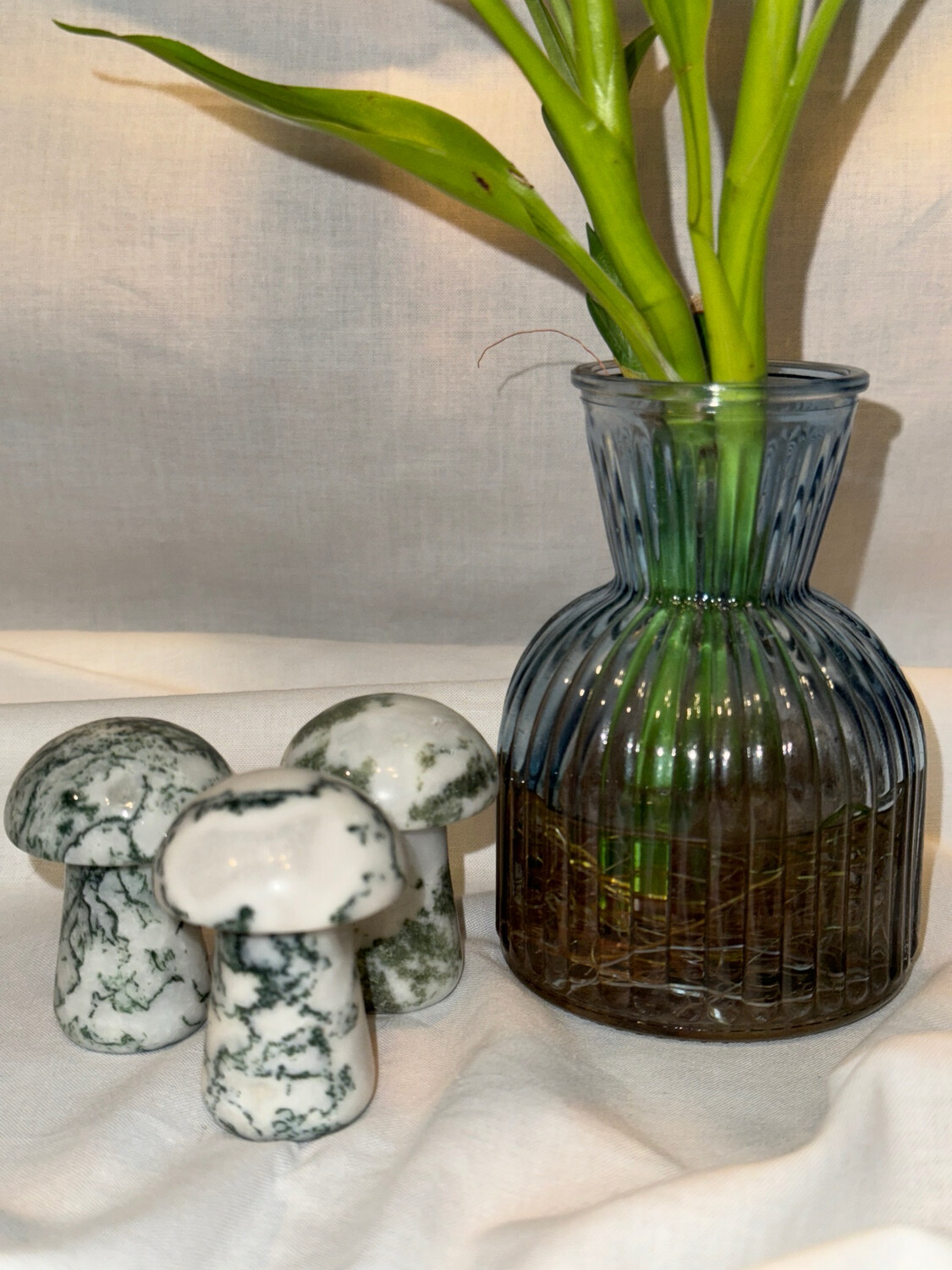 3in. Moss Agate Mushroom Carving
