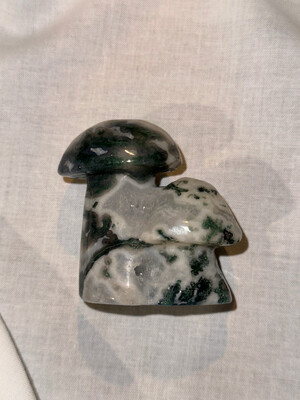 Moss Agate Mushroom Carving