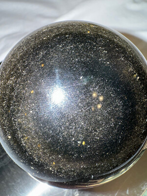 487g Gold Sheen Obsidian Sphere With Stand