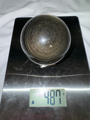 487g Gold Sheen Obsidian Sphere With Stand